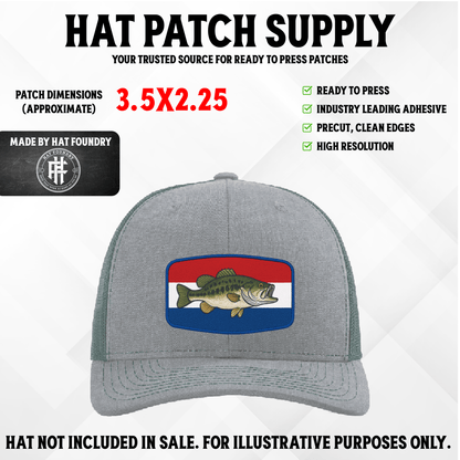 Bass Fish UV Printed Hat Patch - LoneStar Adhesive