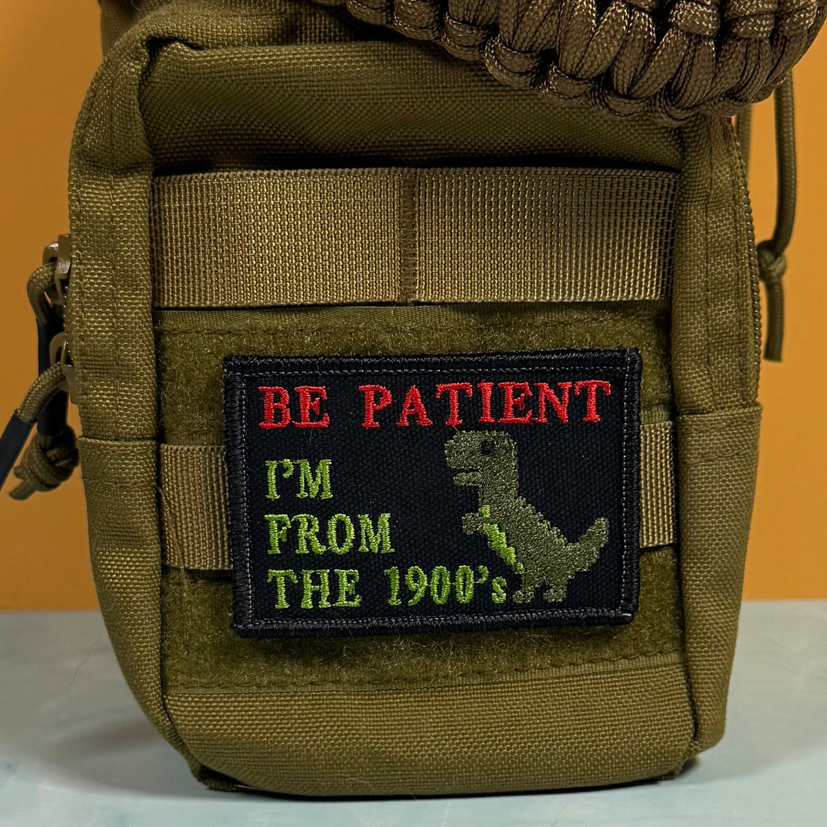 Be Patient I'm From The 1900's Funny Morale Patch, 2x3" | Made in USA | VELCRO® Brand Hook Backing - LoneStar Adhesive