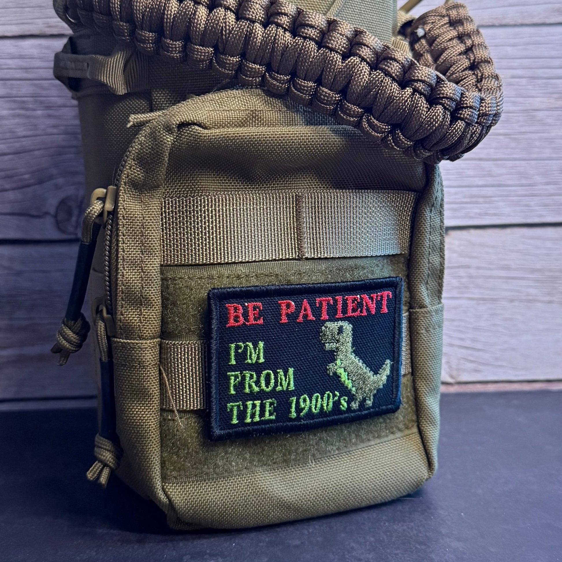 Be Patient I'm From The 1900's Funny Morale Patch | Made in USA | VELCRO® Brand Hook Backing - LoneStar Adhesive