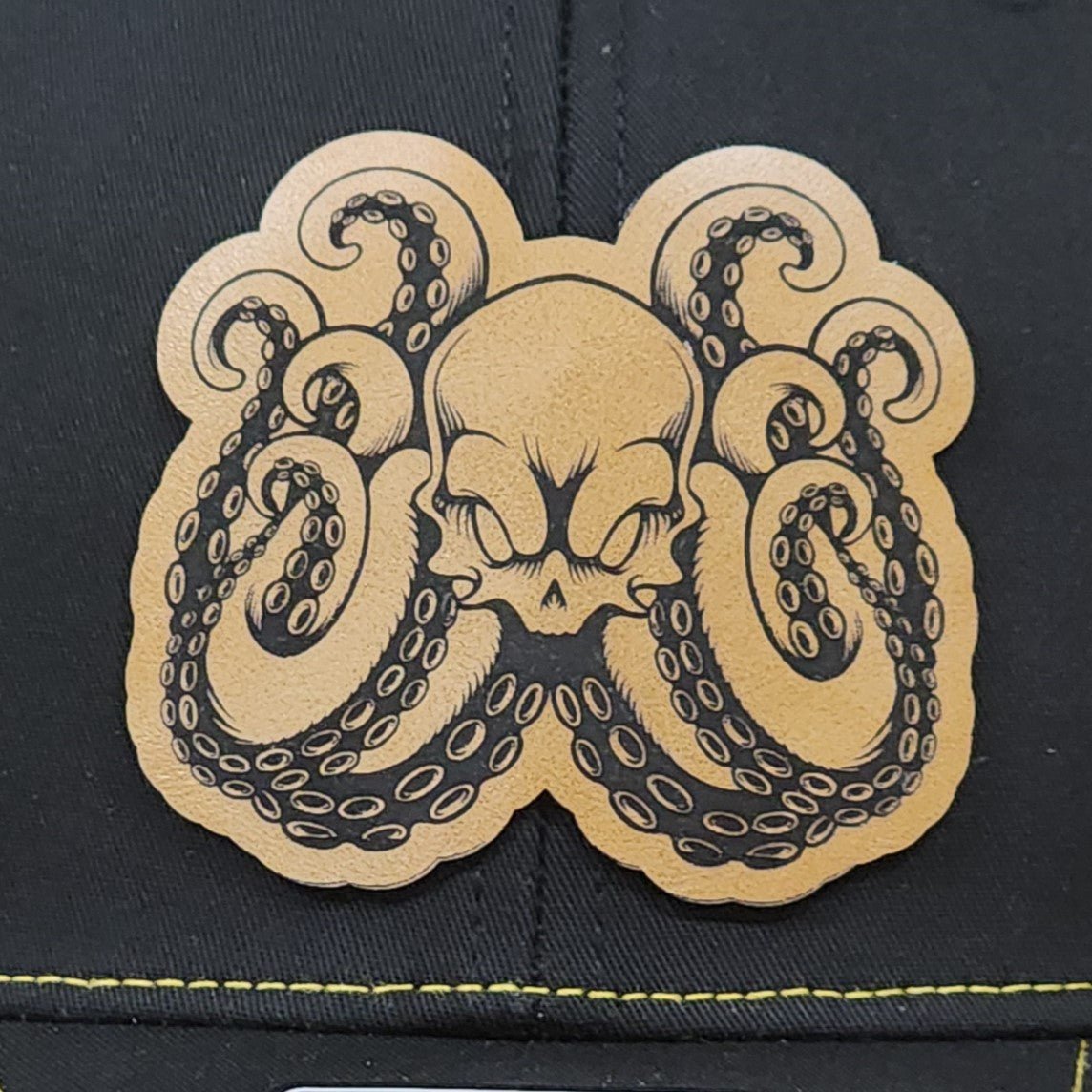 Beach Kraken Engraved Leatherette Hat Patch - MR01 - LoneStar Adhesive