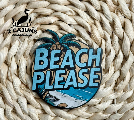 Beach Please UV Printed Leatherette Hat Patch - LoneStar Adhesive