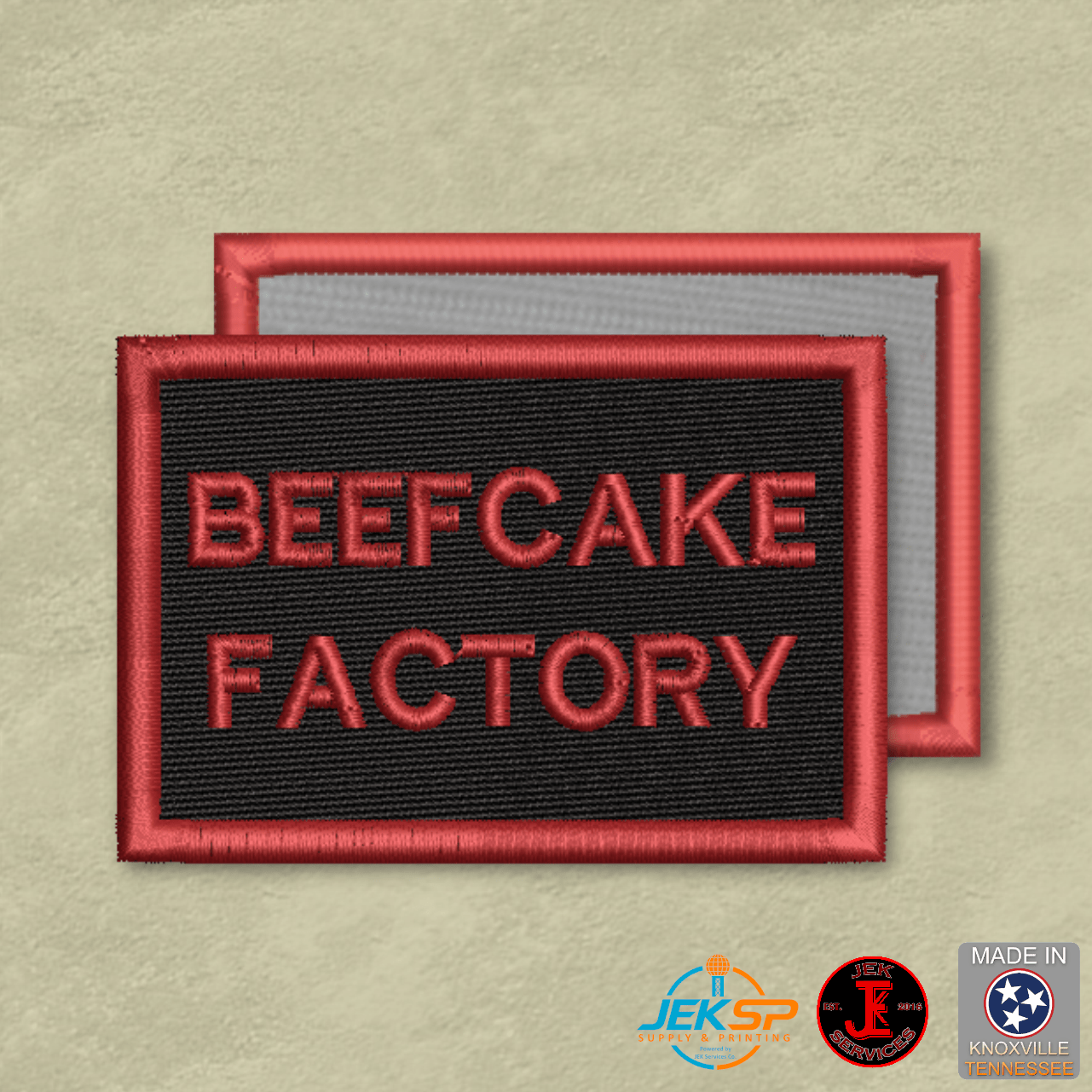 Beefcake Factory Funny Morale Patch | Made in USA | VELCRO® Brand Hook Backing - LoneStar Adhesive