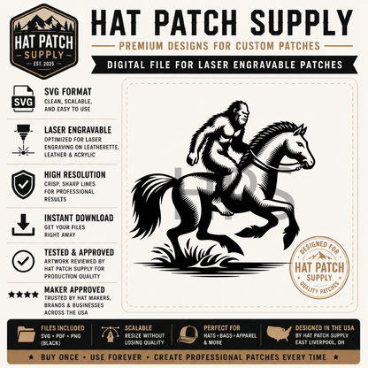 Bigfoot Hat Patch SVG Bundle – 17 Laser Ready Sasquatch Designs | Funny Bigfoot SVG Digital Download - LoneStar Adhesive