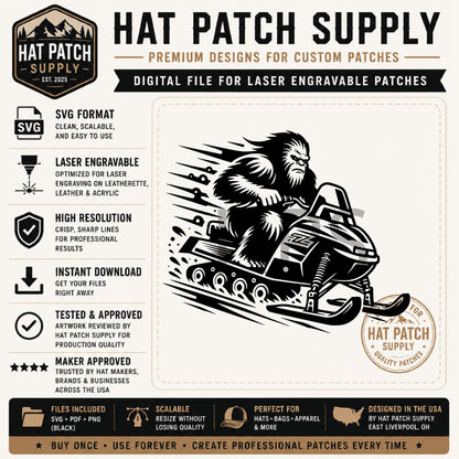 Bigfoot Hat Patch SVG Bundle – 17 Laser Ready Sasquatch Designs | Funny Bigfoot SVG Digital Download - LoneStar Adhesive