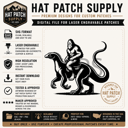 Bigfoot Hat Patch SVG Bundle – 17 Laser Ready Sasquatch Designs | Funny Bigfoot SVG Digital Download - LoneStar Adhesive