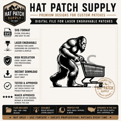 Bigfoot Hat Patch SVG Bundle – 17 Laser Ready Sasquatch Designs | Funny Bigfoot SVG Digital Download - LoneStar Adhesive