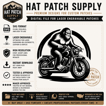 Bigfoot Hat Patch SVG Bundle – 17 Laser Ready Sasquatch Designs | Funny Bigfoot SVG Digital Download - LoneStar Adhesive