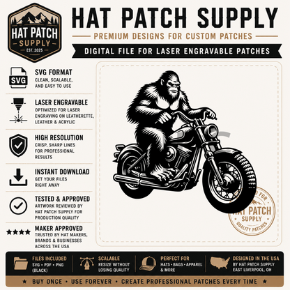 Bigfoot Hat Patch SVG Bundle – 17 Laser Ready Sasquatch Designs | Funny Bigfoot SVG Digital Download - LoneStar Adhesive