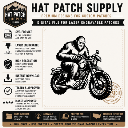Bigfoot Hat Patch SVG Bundle – 17 Laser Ready Sasquatch Designs | Funny Bigfoot SVG Digital Download - LoneStar Adhesive