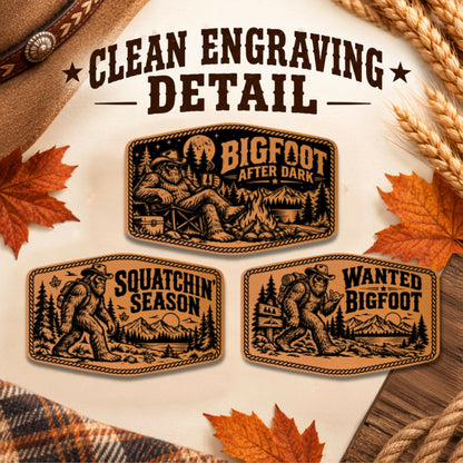 Bigfoot Hat Patch SVG Bundle | 8 Sasquatch Fall Halloween Laser Engraving Designs | Western Leatherette Patch Files | Patch & Burn - #LoneStar Adhesive#
