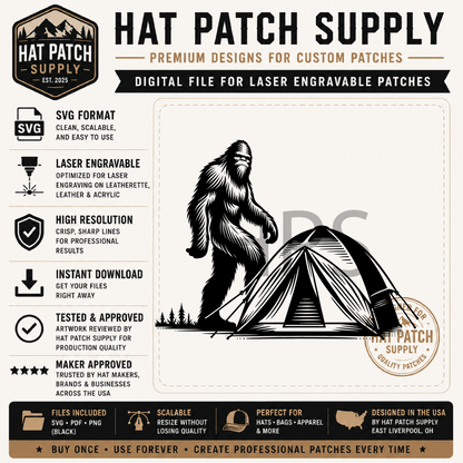 Bigfoot SVG Bundle Set 2 – Laser Ready Sasquatch Hat Patch Designs | Cowboys, Camping, Cooking & More - LoneStar Adhesive