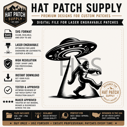 Bigfoot SVG Bundle Set 2 – Laser Ready Sasquatch Hat Patch Designs | Cowboys, Camping, Cooking & More - LoneStar Adhesive
