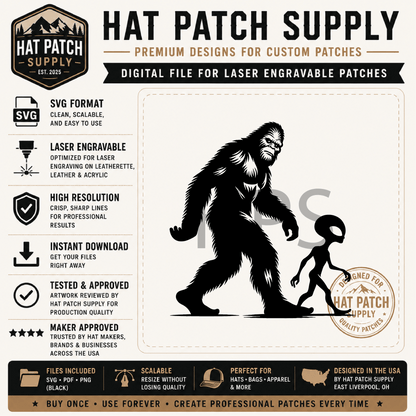 Bigfoot SVG Bundle Set 2 – Laser Ready Sasquatch Hat Patch Designs | Cowboys, Camping, Cooking & More - LoneStar Adhesive