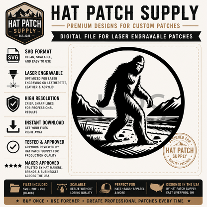 Bigfoot SVG Bundle Set 2 – Laser Ready Sasquatch Hat Patch Designs | Cowboys, Camping, Cooking & More - LoneStar Adhesive