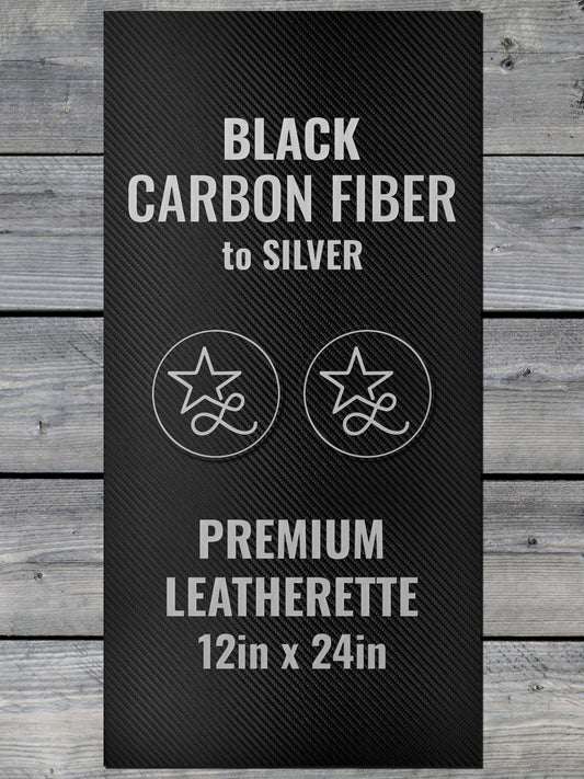 Black Carbon Fiber / Silver Durra-Bull Premium Leatherette™ Sheets (12x24) - #LoneStar Adhesive#