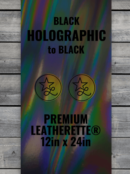 BLACK Holographic / Black Durra-Bull Premium Leatherette® Sheets (12x24) - LoneStar Adhesive