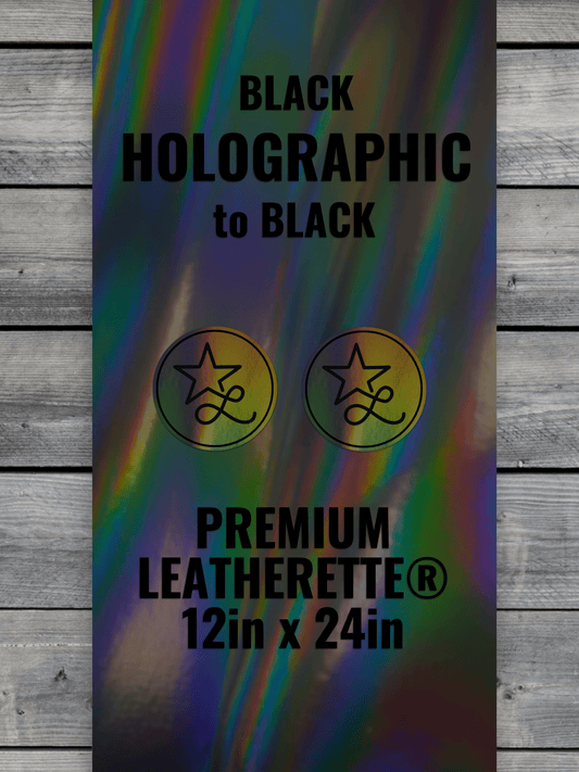 BLACK Holographic / Black Durra-Bull Premium Leatherette® Sheets (12x24) - LoneStar Adhesive