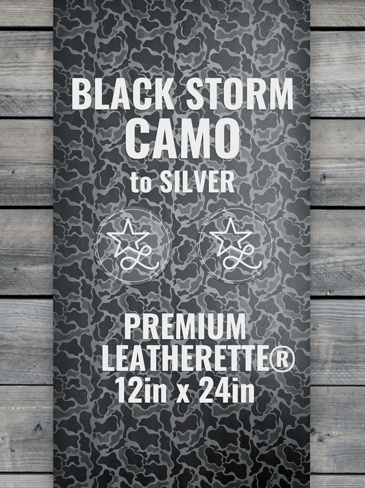 Black Storm Camo Durra - Bull Premium Leatherette® Sheets - LoneStar Adhesive