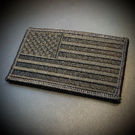 Blackout No Quarters Given American Flag Embroidered Flag Patch, 2x3.5" | VELCRO® Brand Hook Backing - #LoneStar Adhesive#