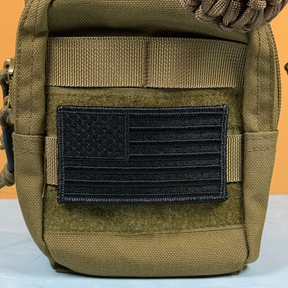 Blackout No Quarters Given American Flag Patch, 2x3.5" | Made in USA | VELCRO® Brand Hook Backing - LoneStar Adhesive