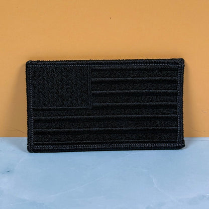 Blackout No Quarters Given American Flag Patch, 2x3.5" | Made in USA | VELCRO® Brand Hook Backing - LoneStar Adhesive