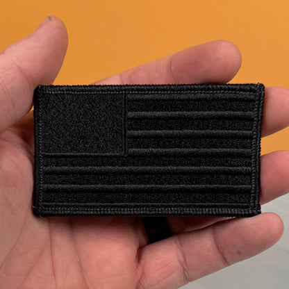 Blackout No Quarters Given American Flag Patch, 2x3.5" | Made in USA | VELCRO® Brand Hook Backing - LoneStar Adhesive