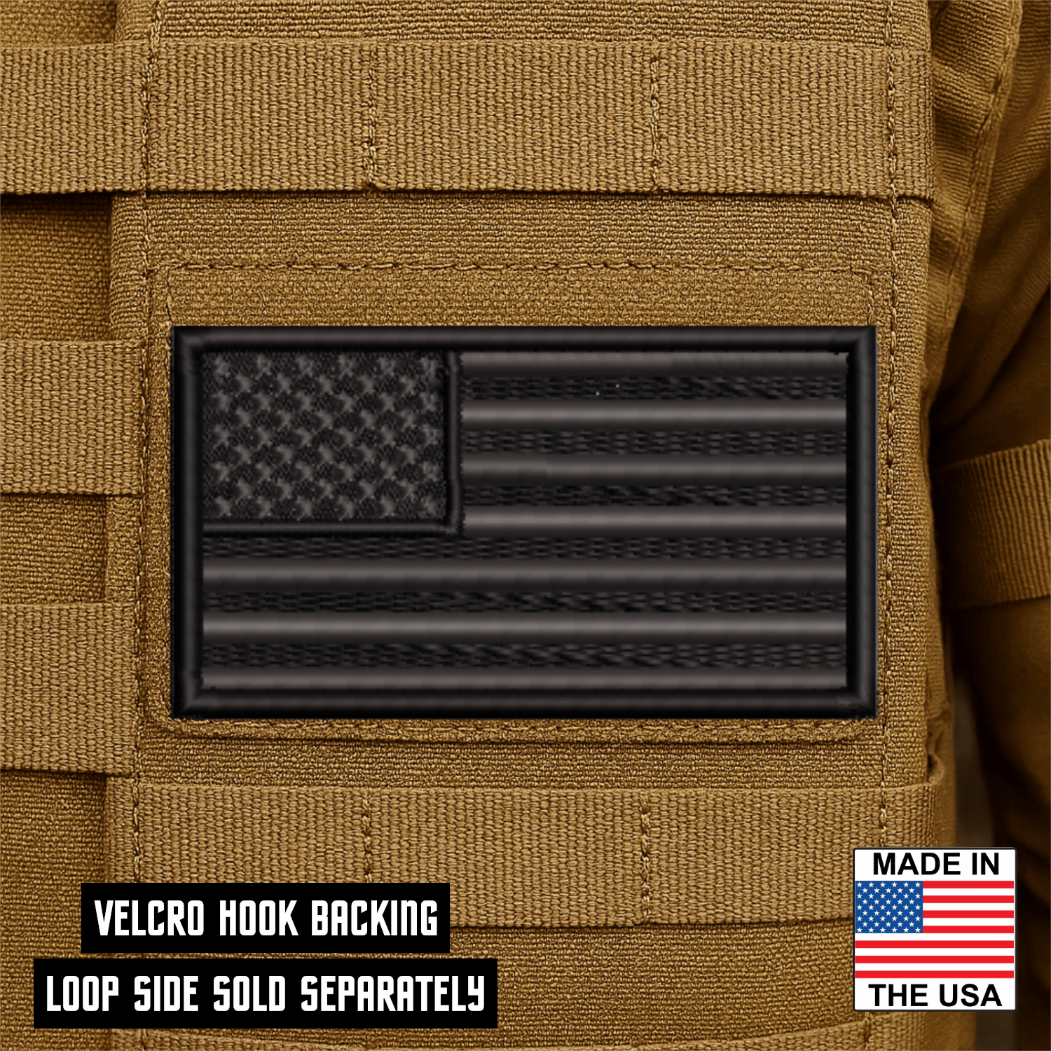Blackout No Quarters Given American Flag VELCRO® Patch | Made in USA - LoneStar Adhesive