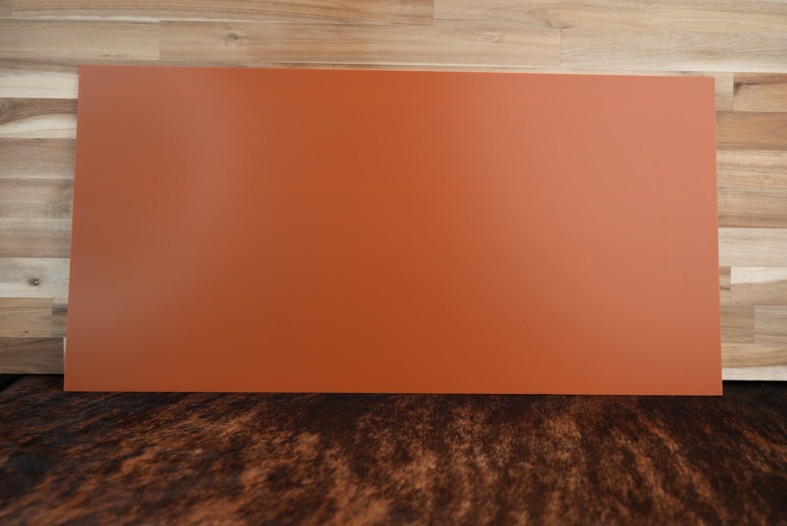 BLEMISHED Acrylic: Stainless / Black / Orange TriLayer Durra - Bull™ Laserable Panels (12"x24") - LoneStar Adhesive