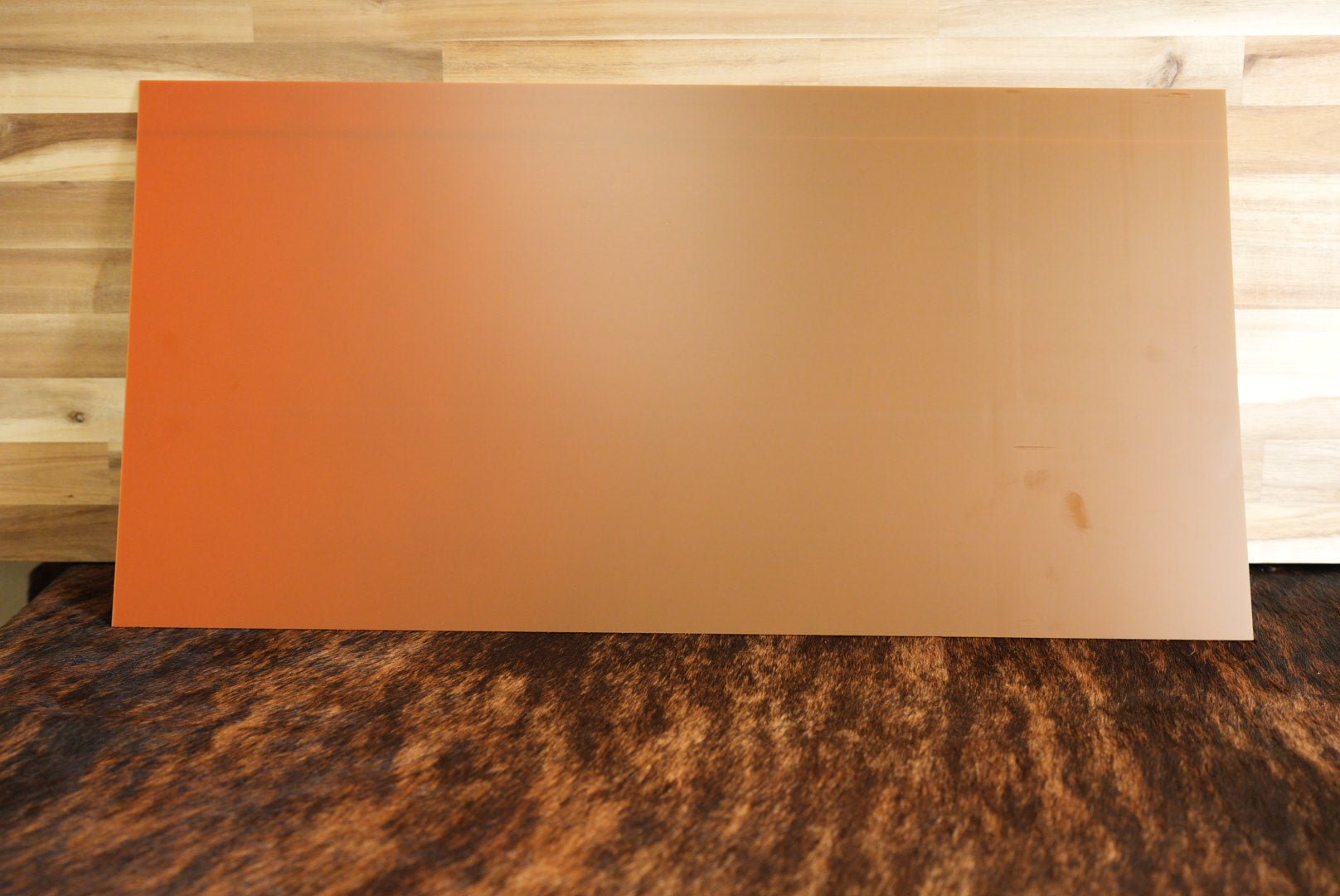 BLEMISHED Acrylic: Stainless / Black / Orange TriLayer Durra - Bull™ Laserable Panels (12"x24") - LoneStar Adhesive