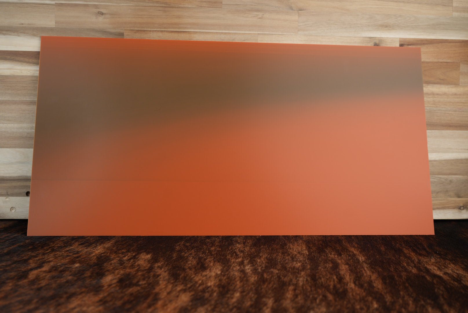 BLEMISHED Acrylic: Stainless / Black / Orange TriLayer Durra - Bull™ Laserable Panels (12"x24") - LoneStar Adhesive