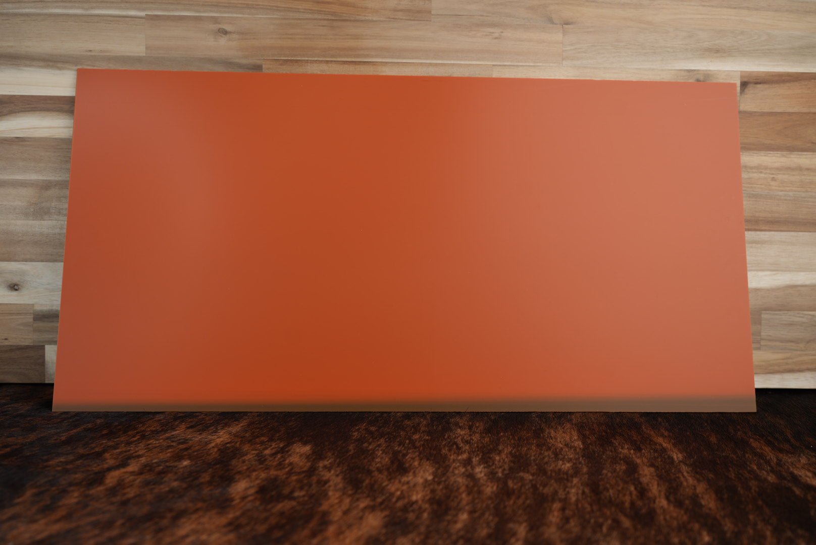 BLEMISHED Acrylic: Stainless / Black / Orange TriLayer Durra - Bull™ Laserable Panels (12"x24") - LoneStar Adhesive
