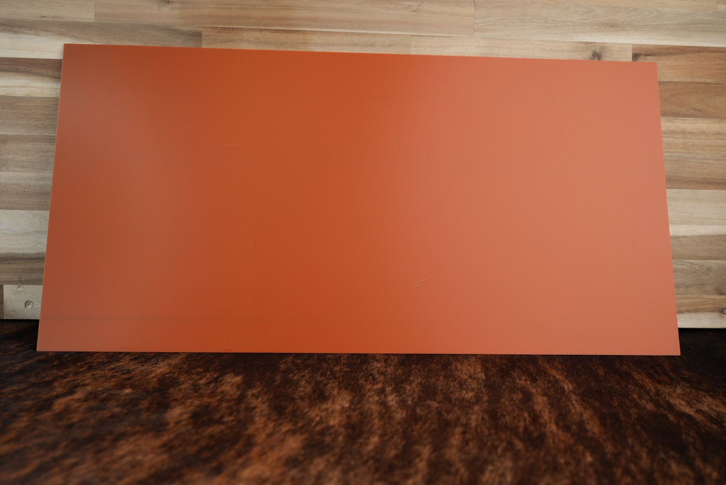 BLEMISHED Acrylic: Stainless / Black / Orange TriLayer Durra - Bull™ Laserable Panels (12"x24") - LoneStar Adhesive