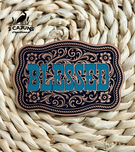 Blessed Scroll Design Acrylic Laser Engraved Hat Patch - #LoneStar Adhesive#