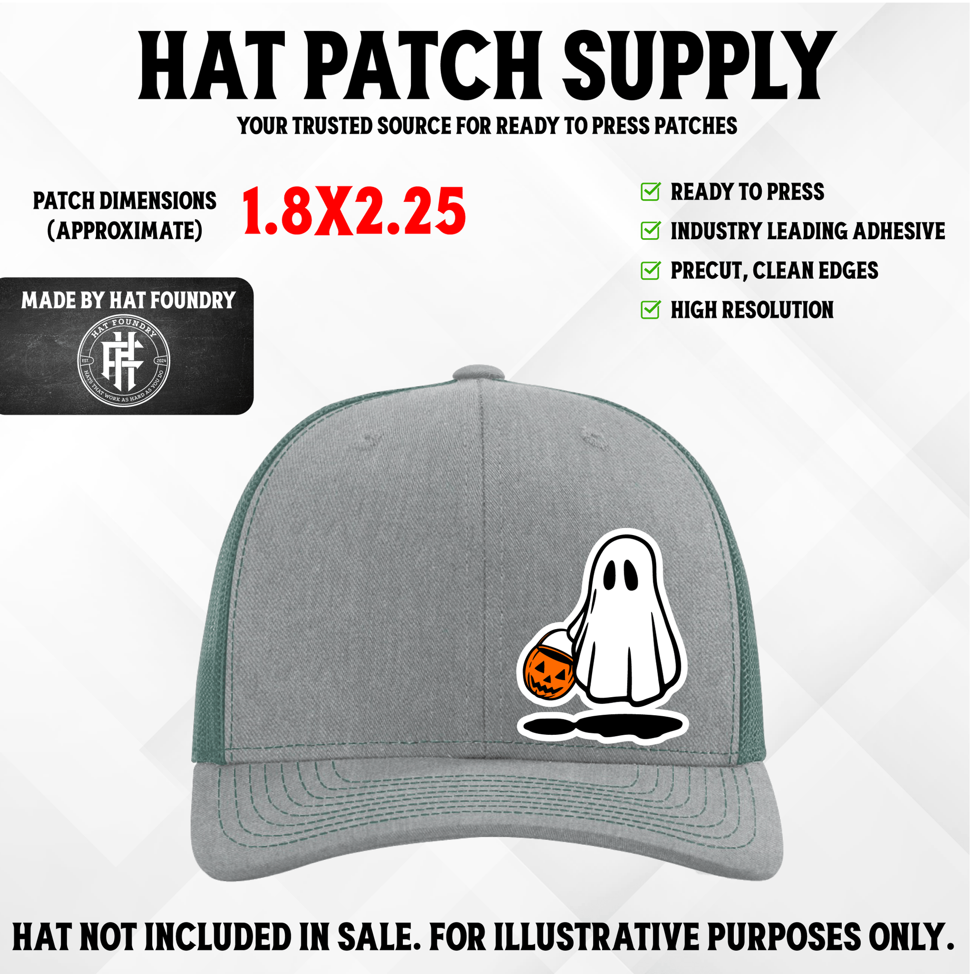 Boo Ghost UV Halloween Hat Patch - LoneStar Adhesive