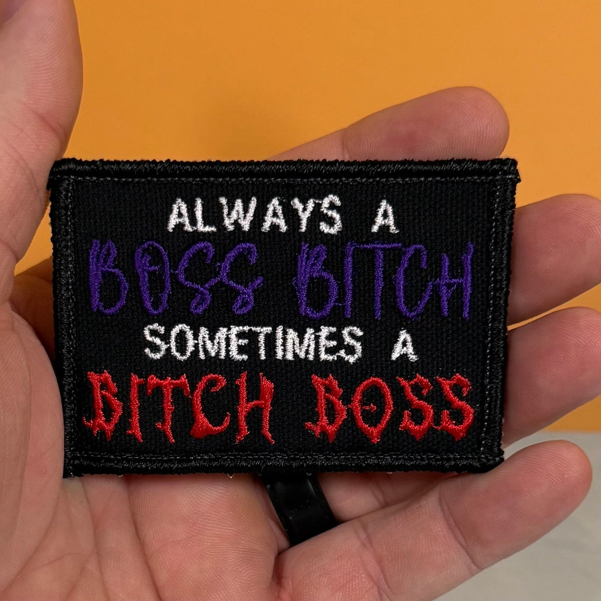 Boss B*tch, B*tch Boss Funny Morale Patch, 2x3" | Made in USA | VELCRO® Brand Hook Backing - LoneStar Adhesive