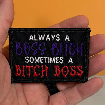 Boss B*tch, B*tch Boss Funny Morale Patch, 2x3" | Made in USA | VELCRO® Brand Hook Backing - LoneStar Adhesive