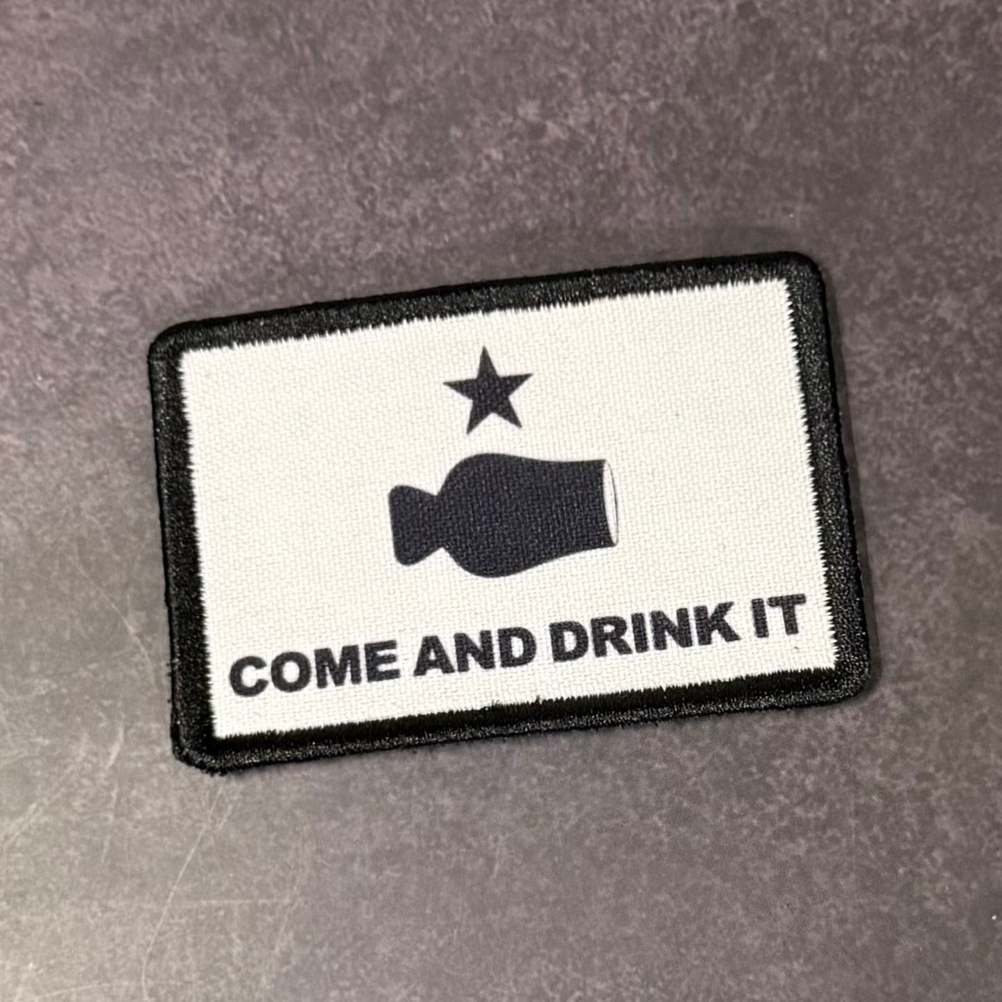 Bourbon Whiskey Come and Drink It Funny Morale Patch | Made in USA | VELCRO® Brand Hook Backing - LoneStar Adhesive
