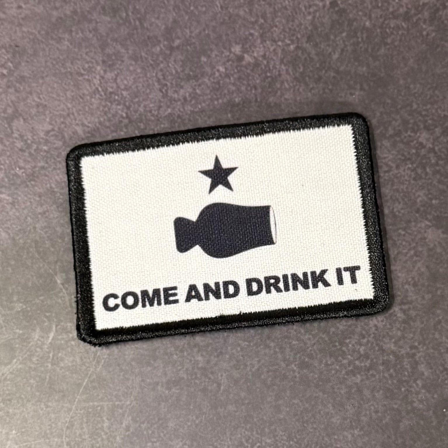 Bourbon Whiskey Come and Drink It Funny Morale Patch | Made in USA | VELCRO® Brand Hook Backing - LoneStar Adhesive