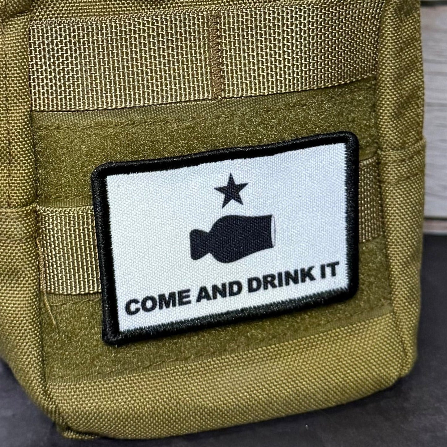 Bourbon Whiskey Come and Drink It Funny Morale Patch | Made in USA | VELCRO® Brand Hook Backing - LoneStar Adhesive