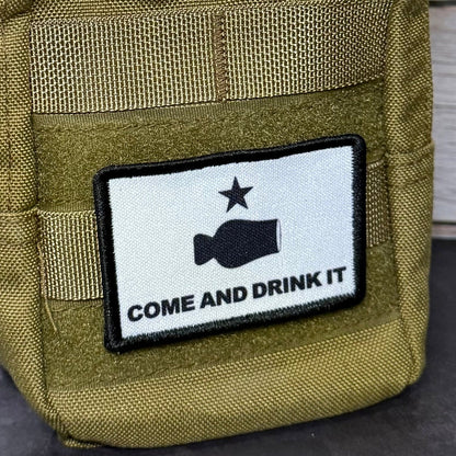 Bourbon Whiskey Come and Drink It Funny Morale Patch | Made in USA | VELCRO® Brand Hook Backing - LoneStar Adhesive