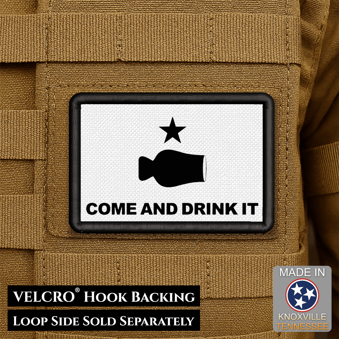 Bourbon Whiskey Come and Take It Morale Patch 2"x3" Hook & Loop | Made in USA - LoneStar Adhesive