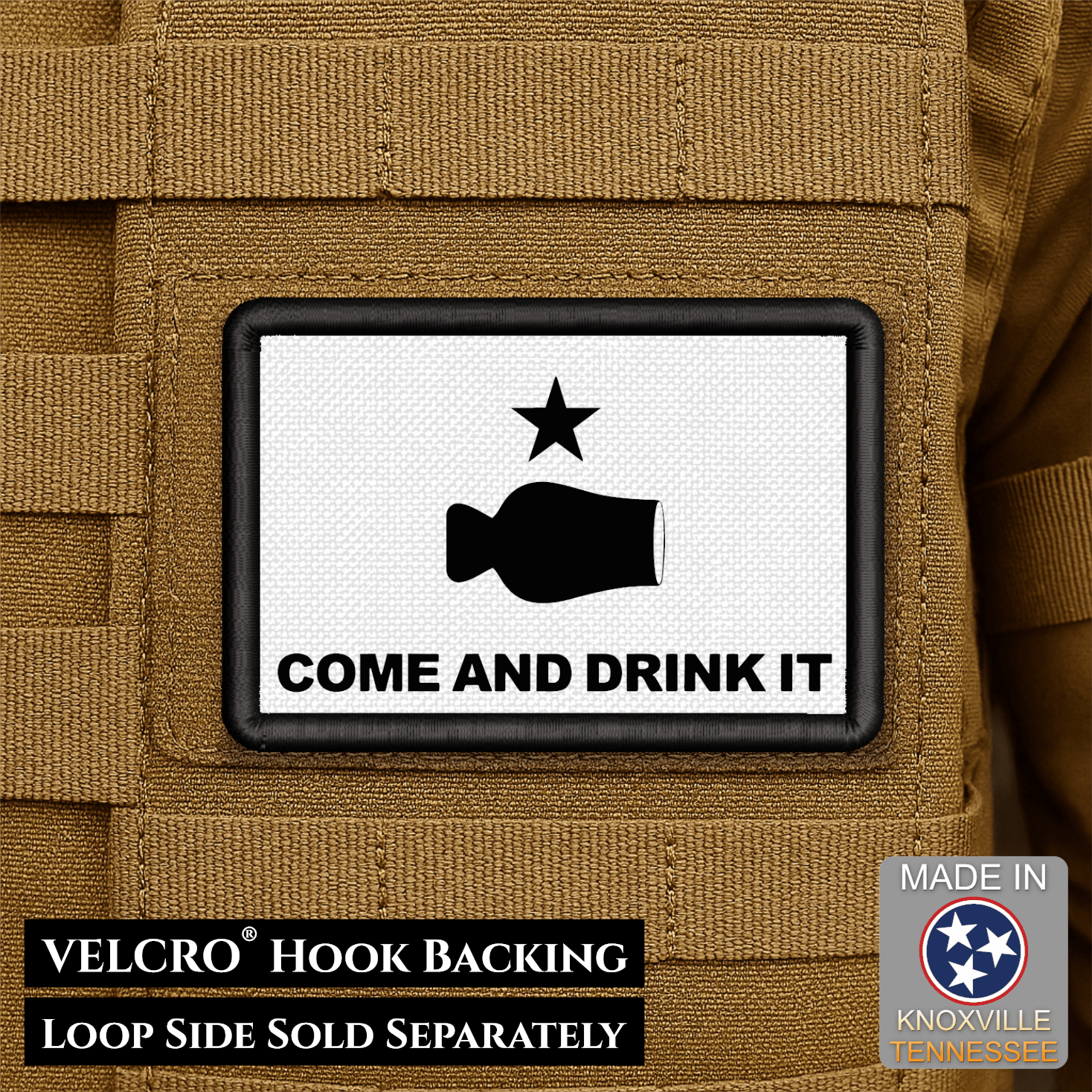 Bourbon Whiskey Come and Take It Morale Patch 2"x3" Hook & Loop | Made in USA - LoneStar Adhesive