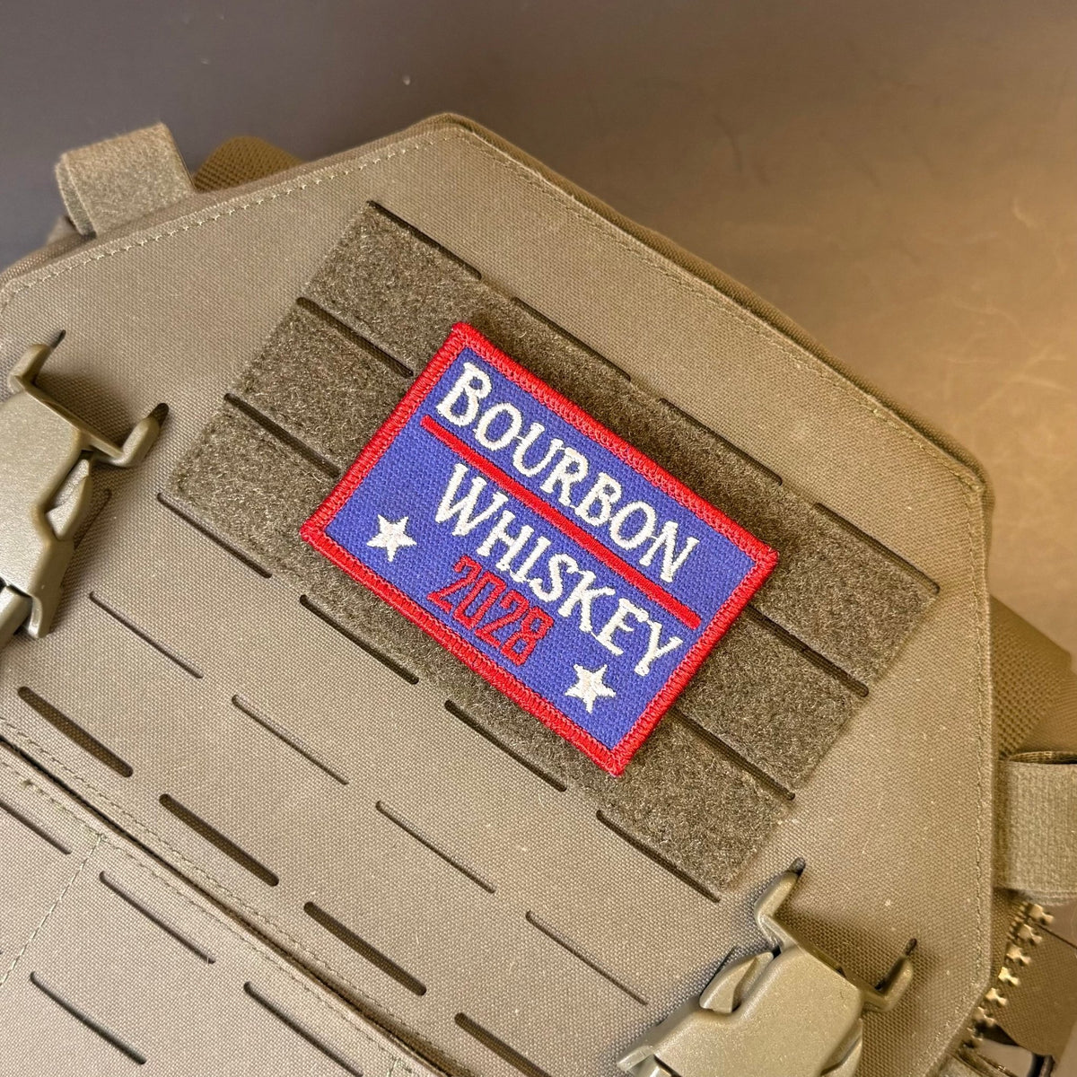 Bourbon & Whiskey for President 2028 Funny Morale Patch, 2x3" | Made in USA | VELCRO® Brand Hook Backing - #LoneStar Adhesive#