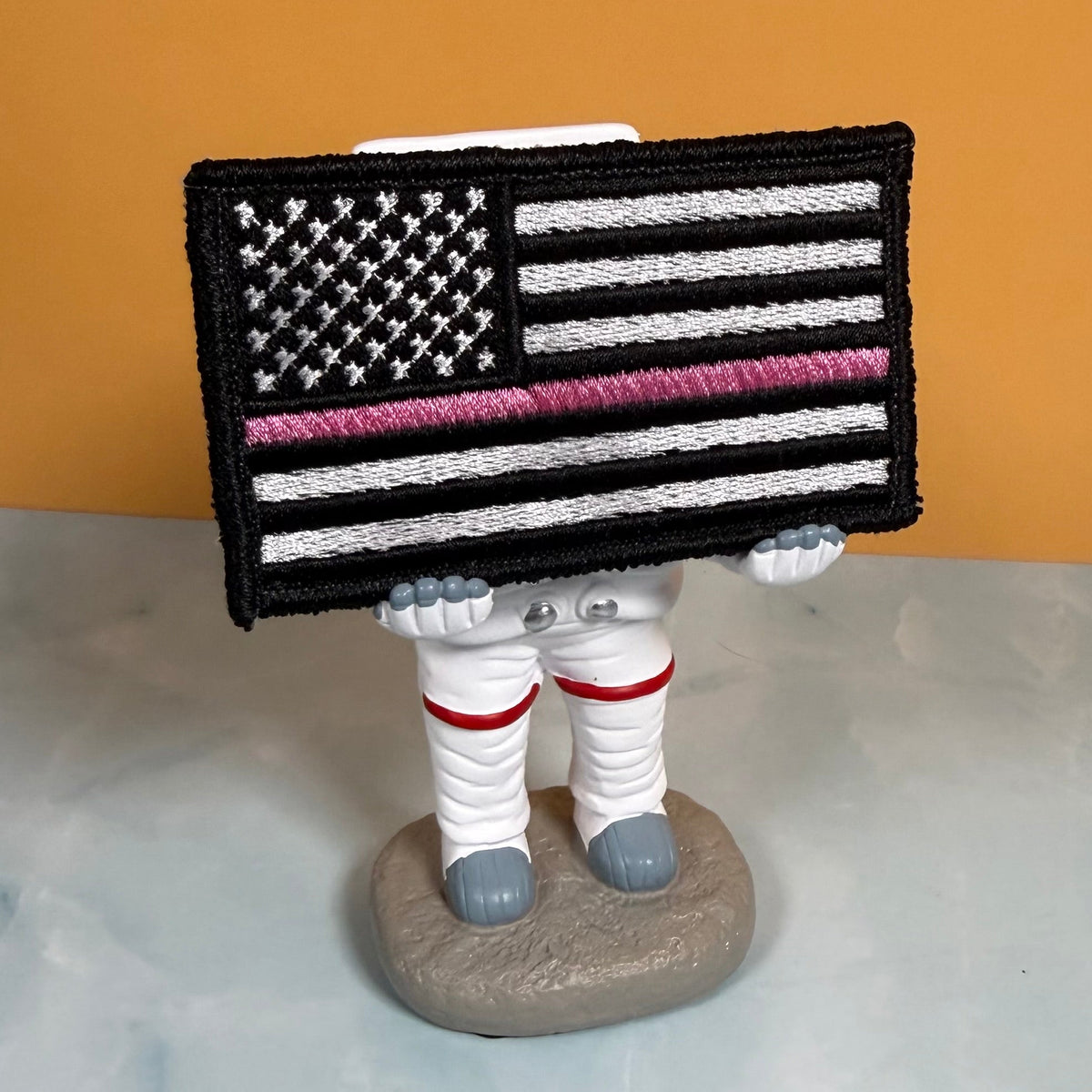 Breast Cancer Awareness Thin Pink Line American Flag Patch, 2x3.5" | Made in USA | VELCRO® Brand Hook Backing - LoneStar Adhesive