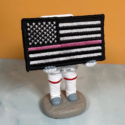 Breast Cancer Awareness Thin Pink Line American Flag Patch, 2x3.5" | Made in USA | VELCRO® Brand Hook Backing - LoneStar Adhesive