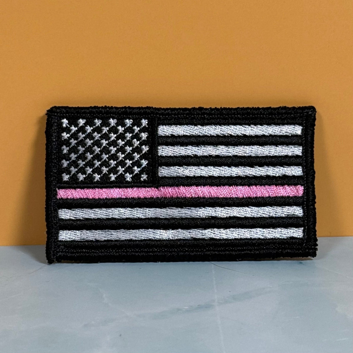 Breast Cancer Awareness Thin Pink Line American Flag Patch, 2x3.5" | Made in USA | VELCRO® Brand Hook Backing - LoneStar Adhesive
