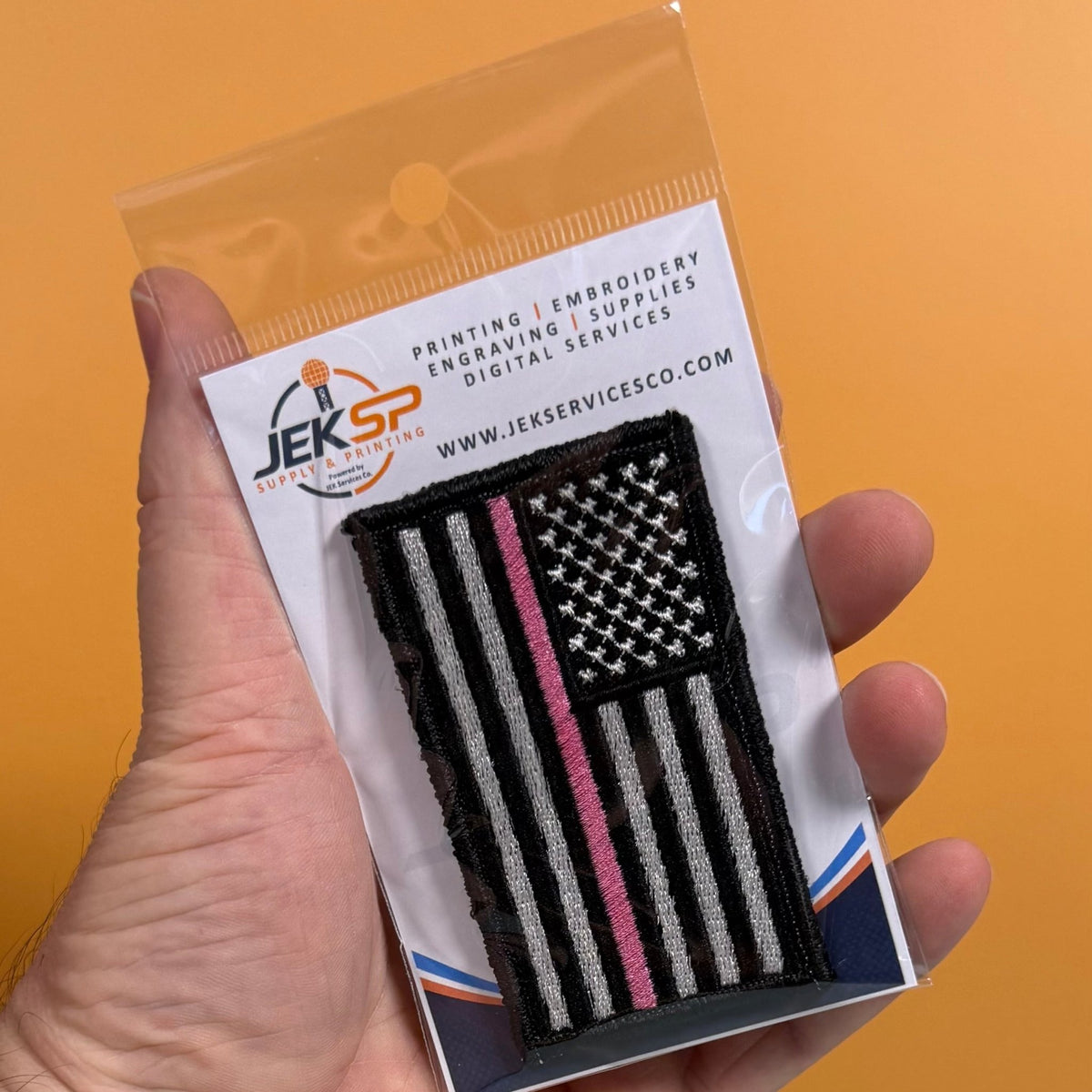 Breast Cancer Awareness Thin Pink Line American Flag Patch, 2x3.5" | Made in USA | VELCRO® Brand Hook Backing - LoneStar Adhesive