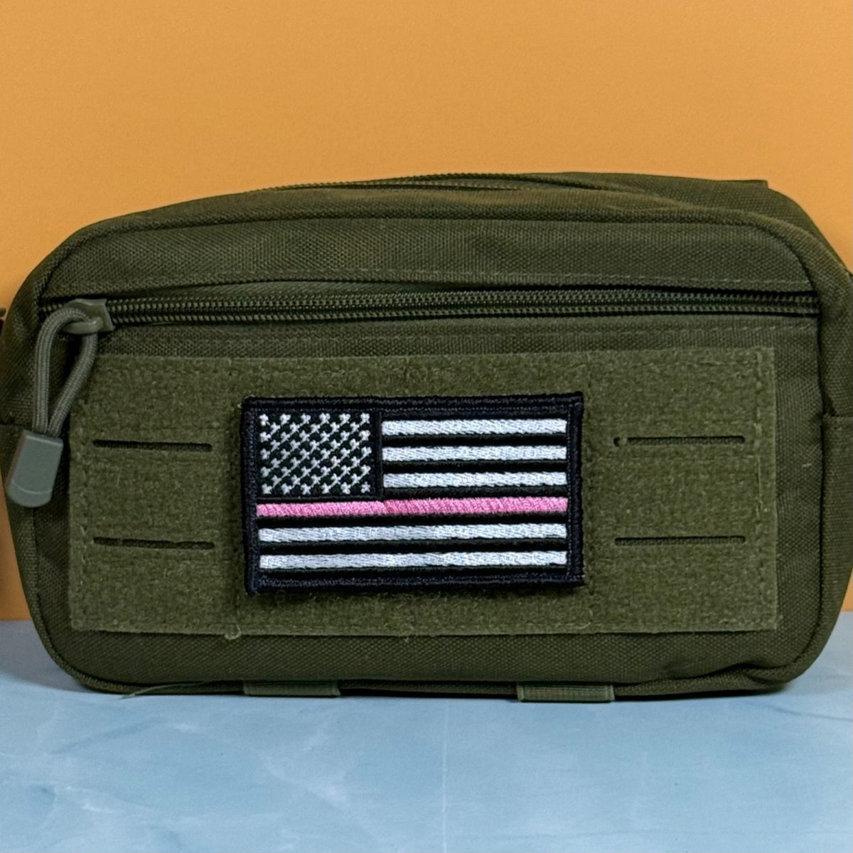 Breast Cancer Awareness Thin Pink Line American Flag Patch, 2x3.5" | Made in USA | VELCRO® Brand Hook Backing - LoneStar Adhesive