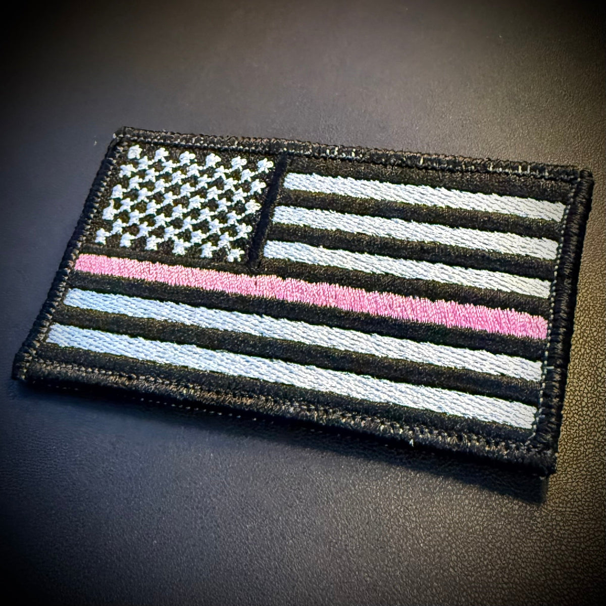 Breast Cancer Awareness Thin Pink Line Embroidered Flag Patch, 2x3.5" | VELCRO® Brand Hook Backing - #LoneStar Adhesive#
