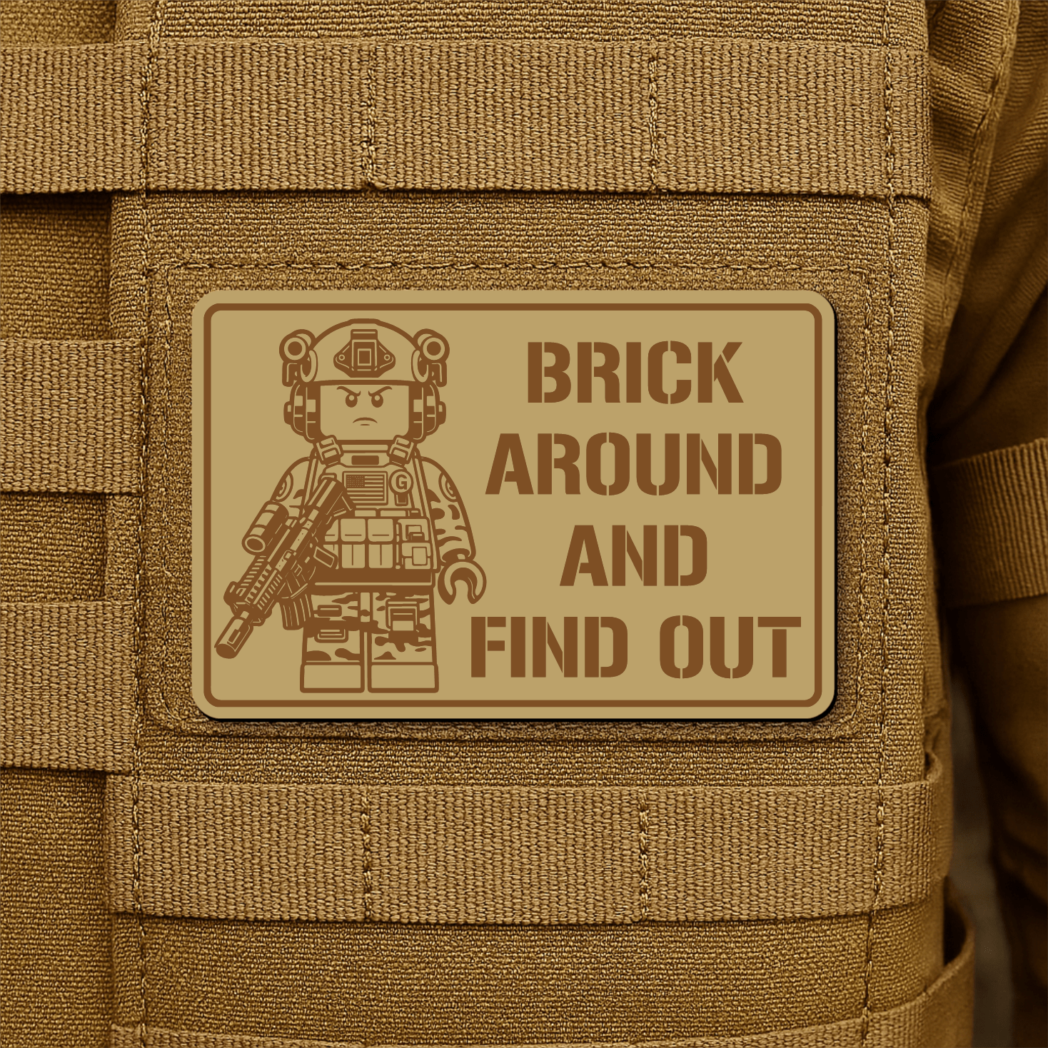 Brick Around & Find Out Morale Patch 2"x3" Hook & Loop | Made in USA - LoneStar Adhesive
